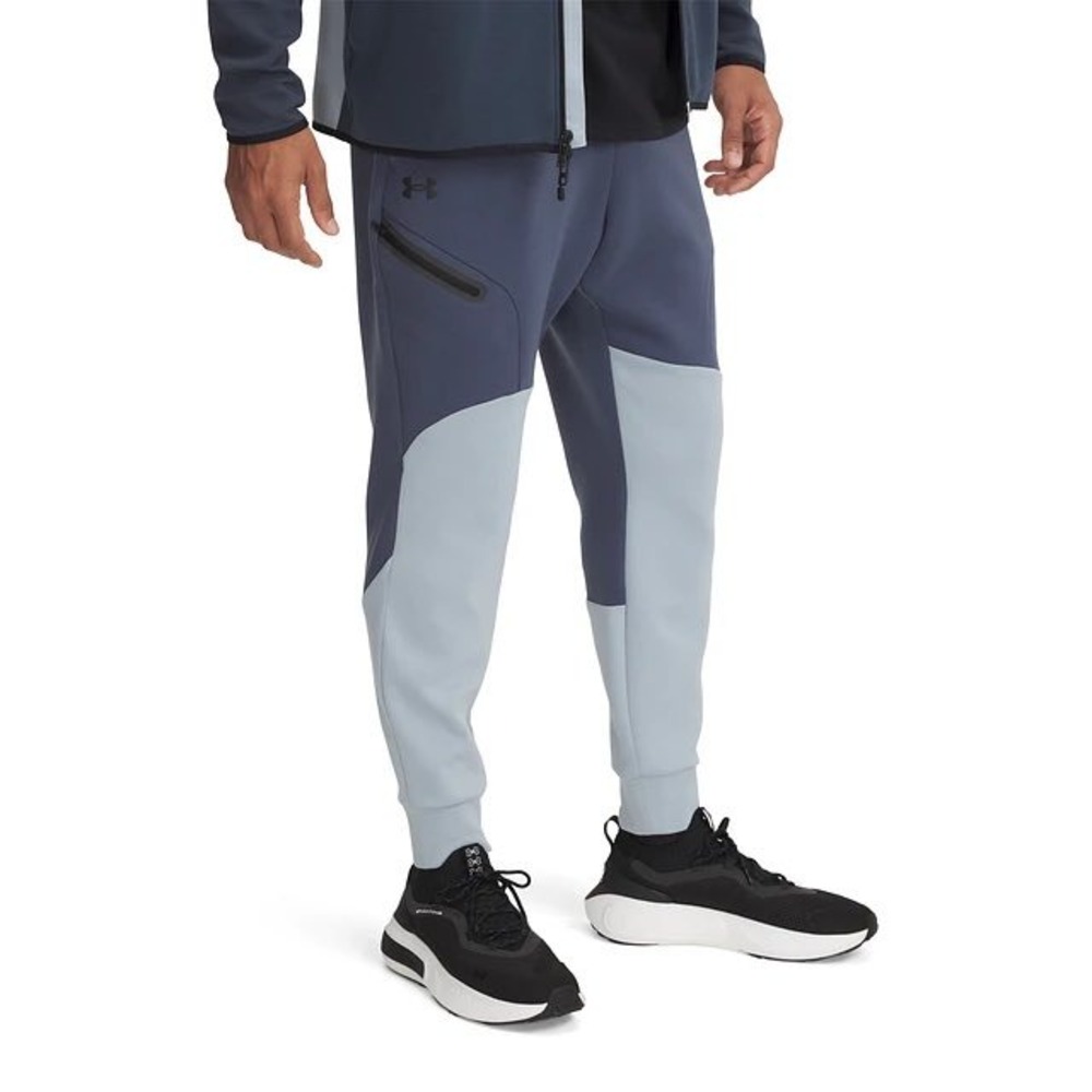 Under Armour Unstoppable Mens Joggers Blue Colorblock Tapered Sweatpants Large‎